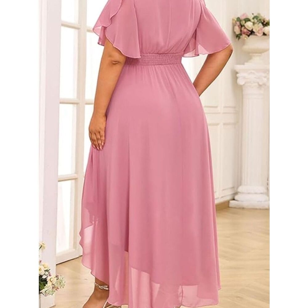 NWT 1XL- Women's Plus Size Classic Flowy Dress Layering Soft Chiffon Maxi Dress - Picture 3 of 6